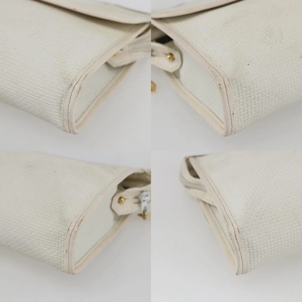 Saint Laurent Coated Canvas Clutch Bag White Gold